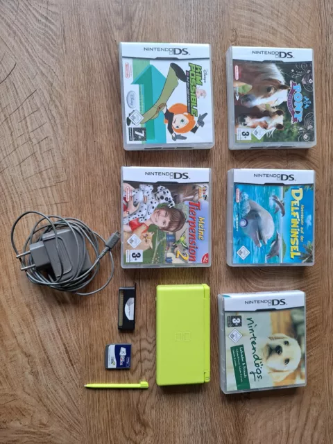 Nintendo DS Lite Grün Handheld-Spielkonsole + Plus viele Spiele