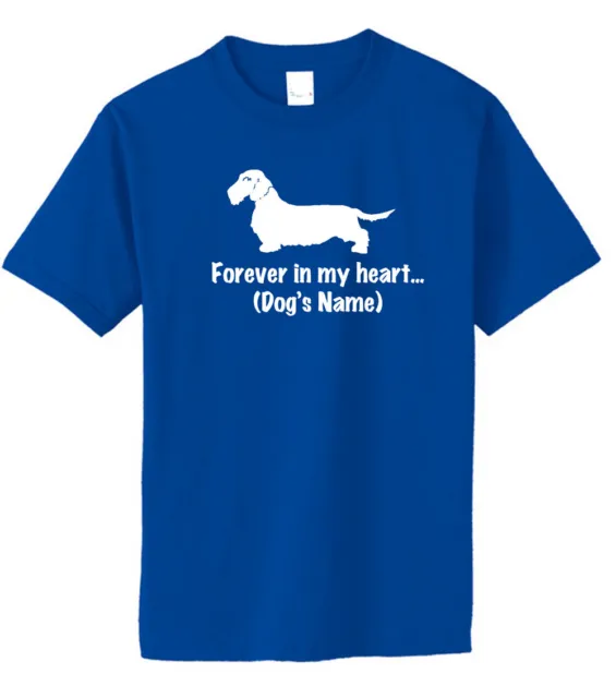 Dachshund Wire Dog-Forever in my heart w/ Name Rainbow Bridge Memorial T-shirt