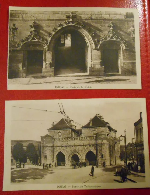 2 CPA -  DOUAI - Porte de Valenciennes / Porte de la Mairie