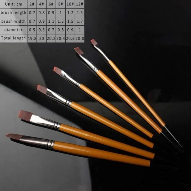 Set di Pennelli Artista Nylon Capelli Legno Nero Manico Acquerello Acrilico Olio 3