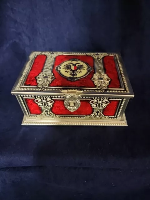 VERY NEAT Vintage Austrian Tin Cash Coin Box Decorated 1960's