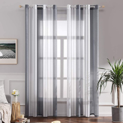 MIULEE Lot de 2 Voilages à Oeillet Moustiquaire Broderie Decoration Voile Rideaux de Fenêtre en Polyester Motifs de Fleur Décoratives pour Salon Bureau Blanc 140 X 245cm L x H 