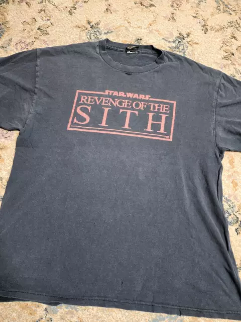 Vtg 90s Star Wars Revenge Of The Sith Movie Promo Shirt Black Large THRASHED