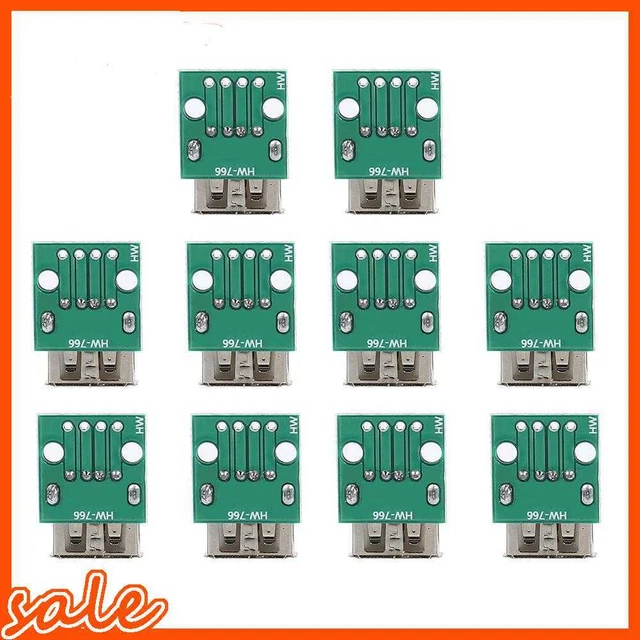 10pcs USB 2.0 Print Female Socket to DIP 4Pin Adapter 2.54mm Welded PCB Pinboard