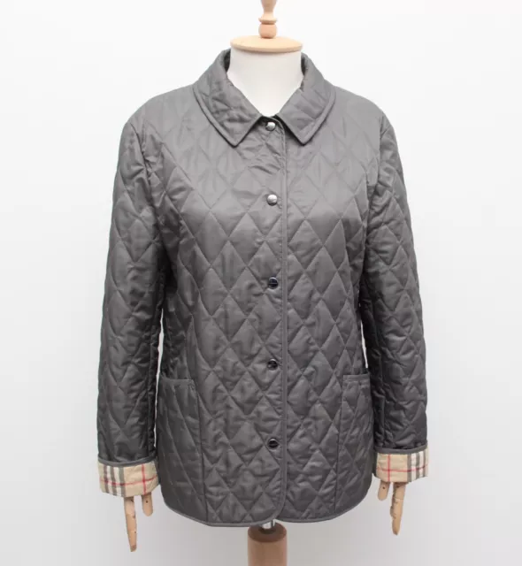 Women's BURBERRY Quilted Jacket Coat Nova Check Lined Gray Size M