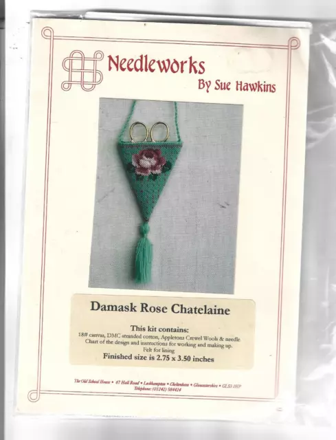 Damask Rose Chatelaine Needlework Needlepoint Kit Sue Hawkins UK Scissors Holder