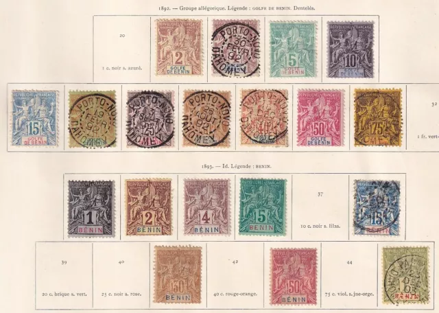 French Benin 1892 collection of 19 CLASSIC stamps / HIGH VALUE!