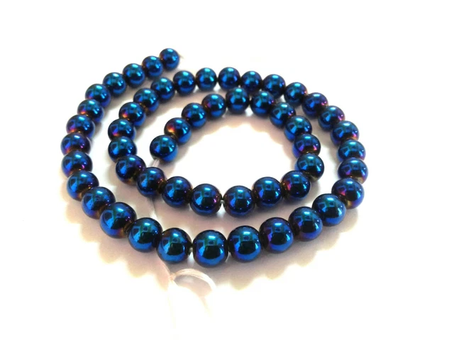 1 Brin Bleu Hématite Perles Grade AAA Pierre Précieuse Rond 8-8.5mm 12 " Pouce