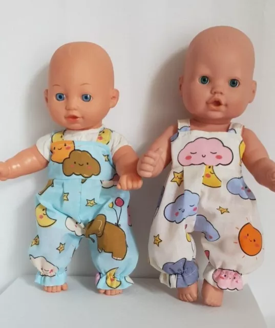 11"-12" Baby dolls clothes  dungarees handmade to fit 28-30cm twin doll