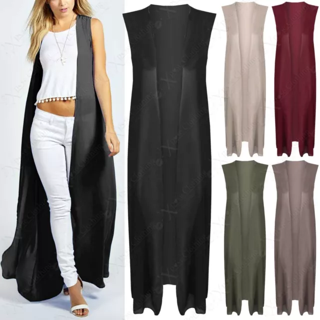 Sleeveless chiffon cardigan sale