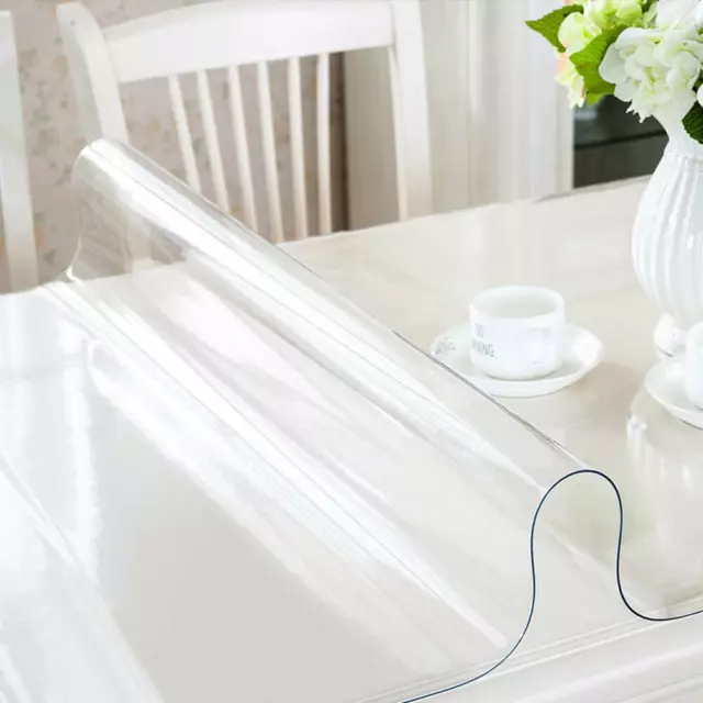 Rectangle PVC Clear Transparent Tablecloth Table Cover Waterproof Mat Protector 3