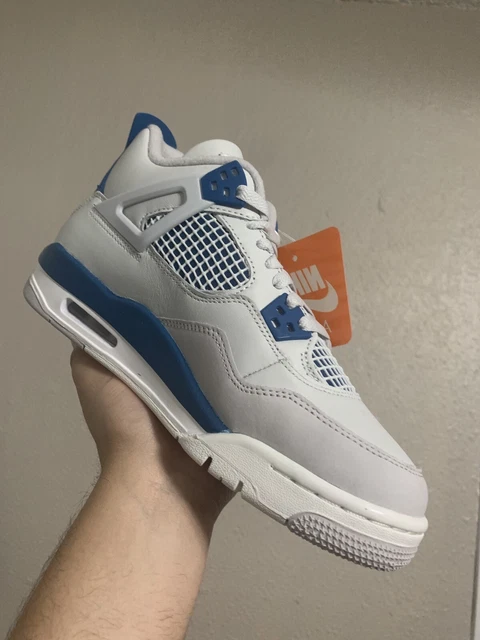 Jordan 4 “Military Blue” Grade School Size 5Y Off-White/Neutral Grey-Military Blue (HF4281-141) main image 1
