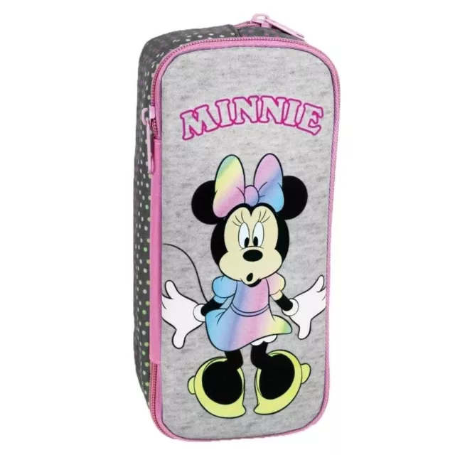 Disney Minnie Astuccio Porta Penne Piatto con 2 Zip Scuola GIM