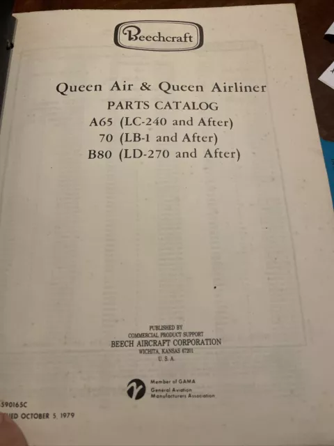 Beechcraft Queen Air & Queen Airliner Parts Catalog A65 70 & B80 October 1979 3