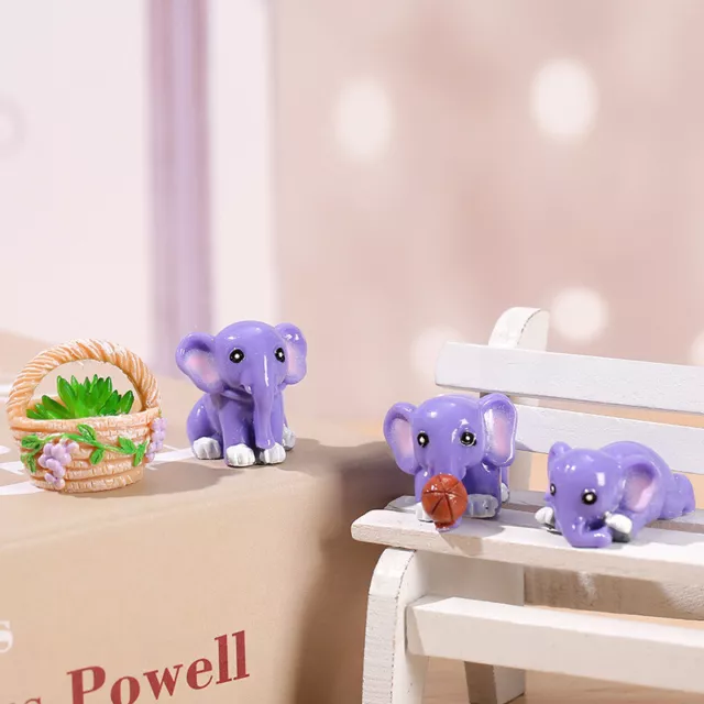 Elephant Figurine Decor Mini Potted Garden Animal Statue Miniature Resin Cr Hu