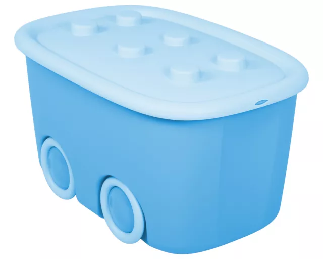 Ondis24 Spielzeugbox Funny mit Rädern Aufbewahrungsbox Kinder Sammelkiste blau