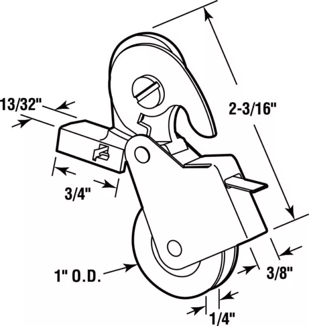 Prime-Line 112190 Steel Roller Assembly 1 Dia. x 2-3/16 L in. for Patio Doors