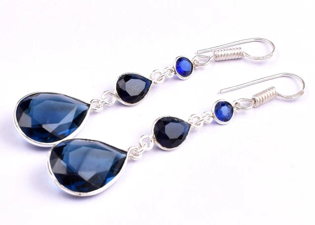 Boucles D'oreilles Pendantes Ethniques En Laiton Jaune - Occasion Bon état, Fermoir Clous