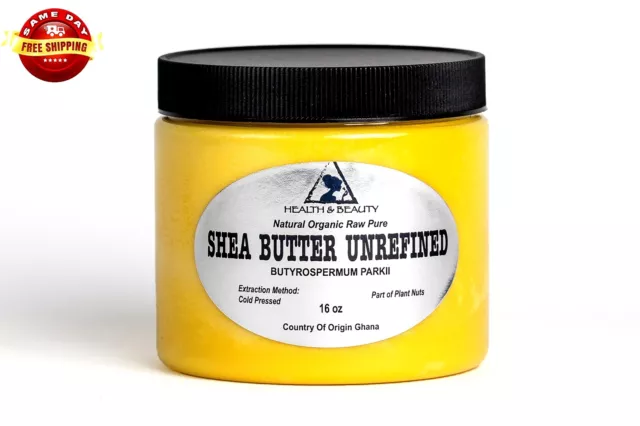 Shea Butter Unrefined Yellow Organic Raw Cold Pressed Grade A Ghana 16 Oz, 1 Lb