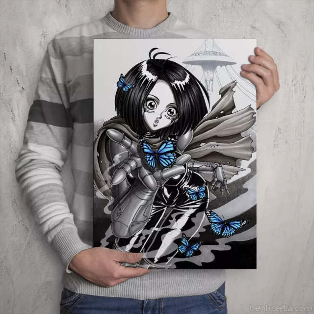 ALITA - Signed Colour Print - GUNNM Fan Artwork - by manga / anime artist Poster