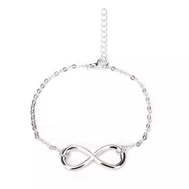 Bracciale infinito simbolo con catena Acciaio argento da Uomo Donna braccialetto