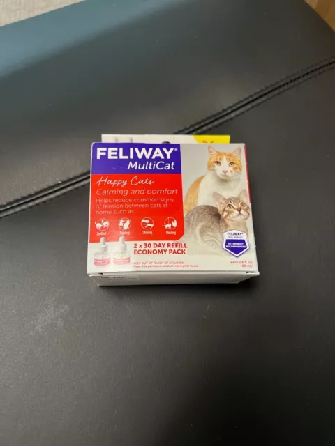 Feliway Multicat Happy Cats Calming & Comfort Diffuser Refills 2-Pack Brand New