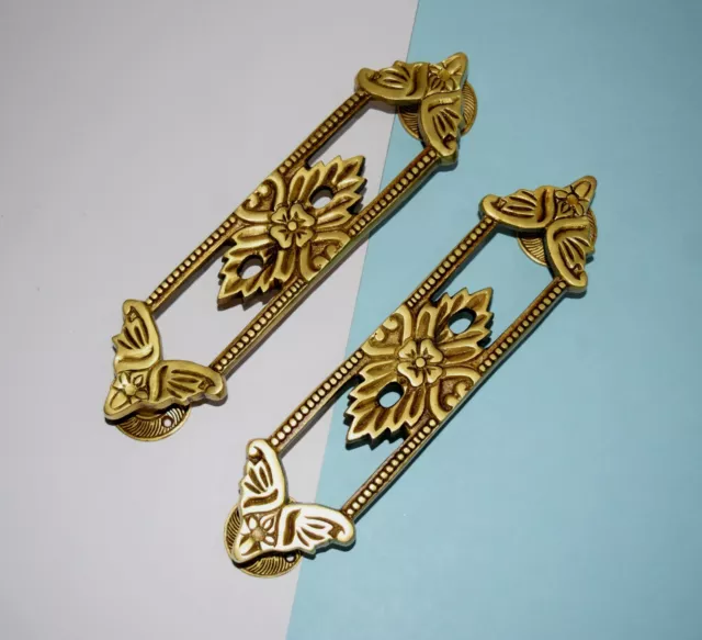 Flourish Bow Figure Door Handles Brass 11.5'' Inches Butterfly door Puller HK196