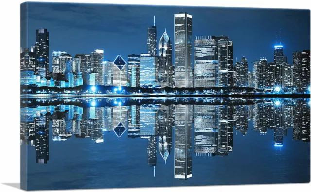 ARTCANVAS Blue Chicago Illinois Skyline Canvas Art Print