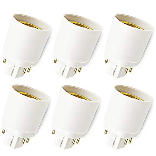 Bonlux 6-pack Gx24q to E26/E27 Socket Adapter Gx24 Short 4 Pin to Medium Edis...