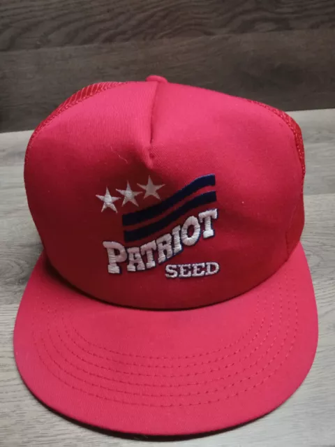 Vintage Patriot Seed Trucker Hat Mesh Farmer Feed Made In USA