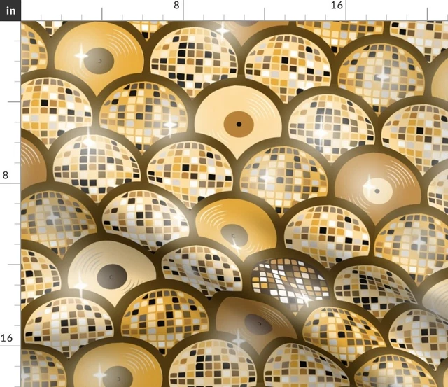 Discoballs Retro Dancing Geometric Music 70S Spoonflower Fabric by the Yard