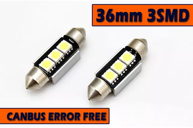 *2x3 SMD LED 36MM 239 272 CANBUS WHITE NUMBER PLATE INTERIOR LIGHT FESTOON BULBS