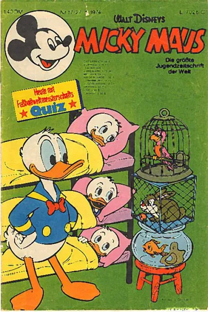 Micky Maus Nr 17 Ehapa Verlag 1974 Disney mit WM-Tippkarte