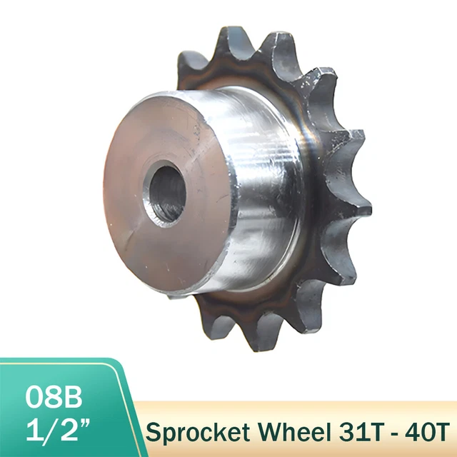 08B Kettenrad 31- 40Zähne 1/2" Zahnteilung mit Nabe Kettenräder C45 Stahl Ritzel