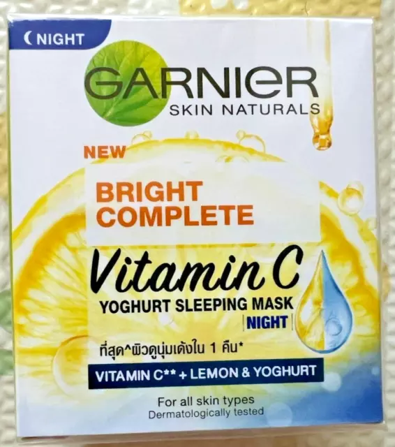 Máscara para dormir Garnier Light completa de yogur de velocidad blanca crema de noche 50 ml.