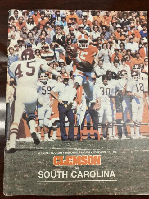 Clemson Vs South Carolina Football Program Nov 25 1978