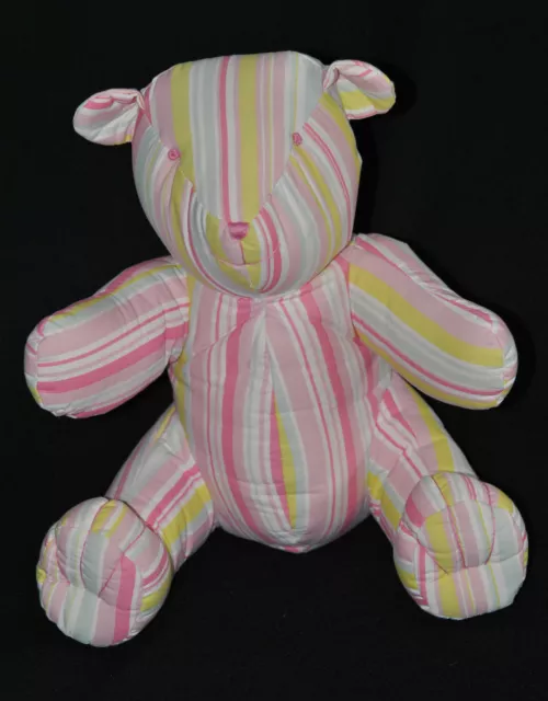 Peluche Doudou Ours VERT BAUDET VERTBAUDET Rayé Rose Blanc Jaune GM 33Cm TTBE
