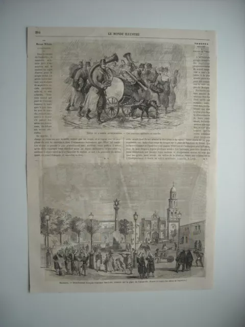 Gravure 1864. Mexique; Detachement Français Evacuant San-Luis. Armee Autrichienn