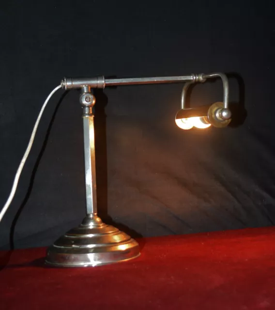 Art deco Bankers’ lamp swivel arm chrome plated antique Vintage French C-1920s