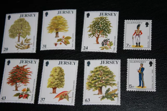 PA 85 Lot Briefmarken postfrisch Großbritannien Jersey Bäume