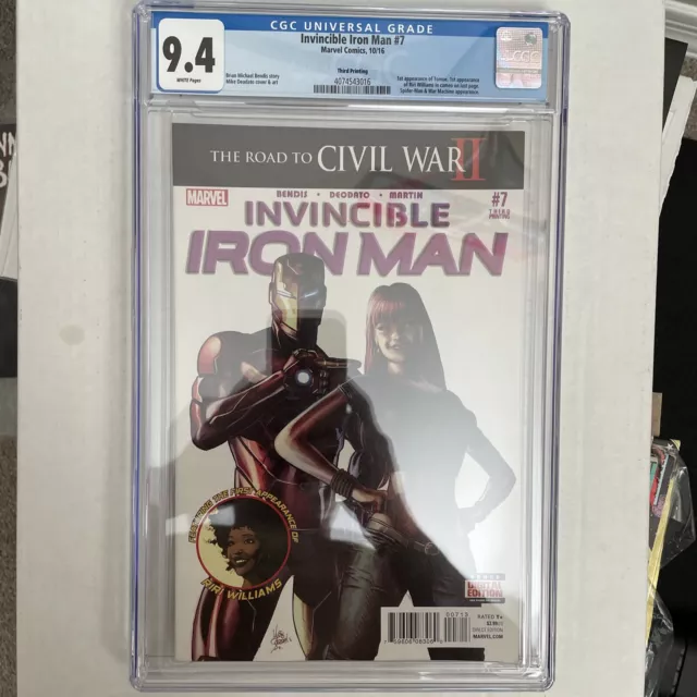 Invincible Iron Man #7 CGC 9. 4 1st App Cameo Riri Williams Ironheart 3rd Print