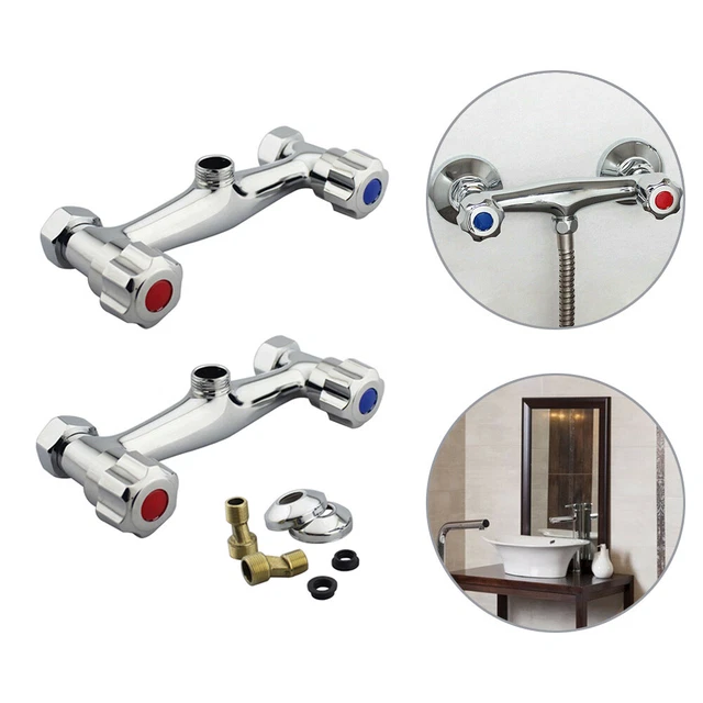 Bathroom Shower Sink Mixer Taps Bar Brass Valve Twin Outlet 1/2" Chrome Durable
