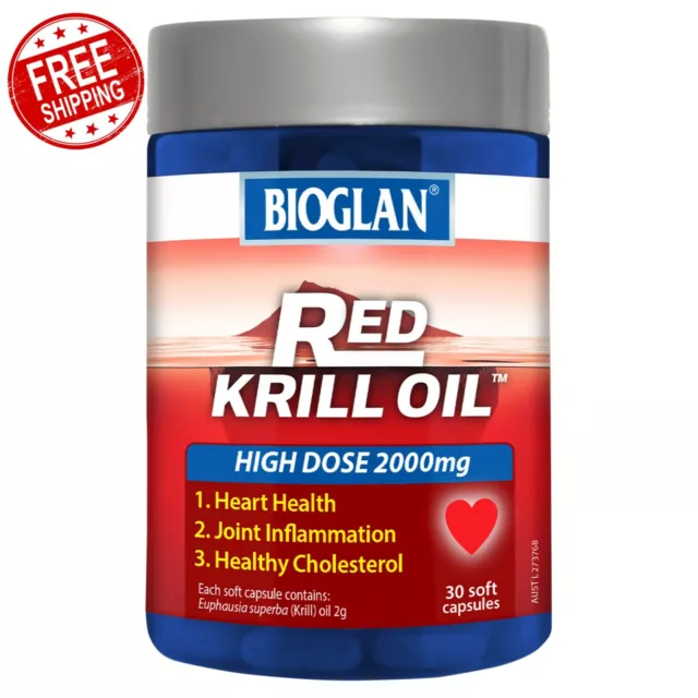 Bioglan Red Krill Oil Supplement Cardiovascular Health 2000mg 30 Capsules