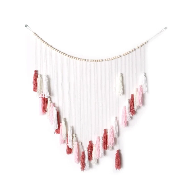 Pared de macramé - pared de macramé con cuentas de madera - decoración de pared para dormitorio y LivM2