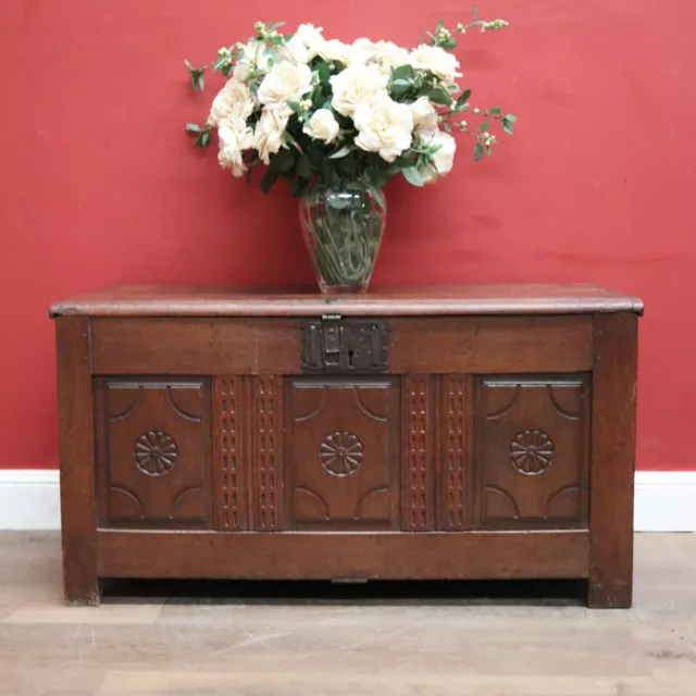 Antique Oak French Coffer or Blanket Box, End-of-Bed Trunk, Chest or Storage Box