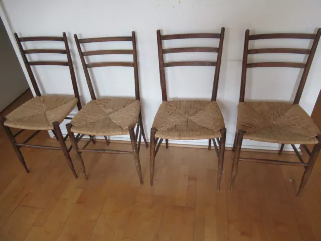 OTTO GERDAU,Gio Ponti 4 Chairs,Ladder Back  Rush seat,Italian mid century modern
