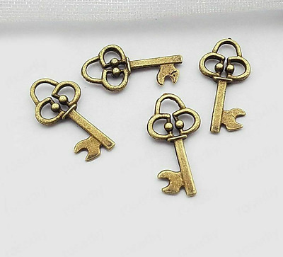 100pcs Antique Bronze Key Charms 19x9mm Zinc Alloy Keys Pendants Jewelry Making
