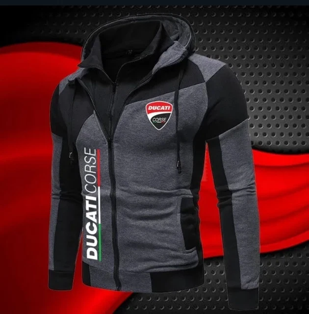Felpa In Pile Uomo Con Cappuccio Doppia Cerniera Ducati Corse.tg.xl
