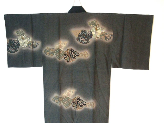 Vintage Juban men silk yuban kimono 131x129cm from Japan jyuban man