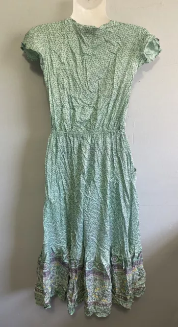 Sea Lustre Front Tie Floral Midi Dress XS Pre-owned Blue 3